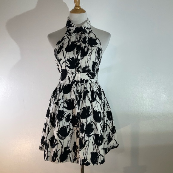 Anthropologie Black and White Halter Mini Dress - Picture 10 of 11